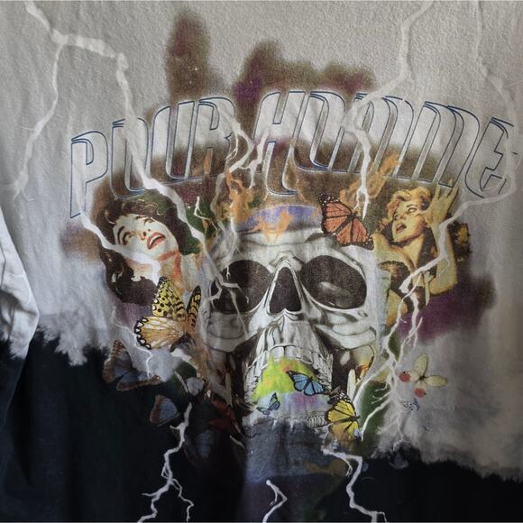 BoohooMAN REWORKED Homme Skull Graphic Bleached Shirt Black And White Men's XS - Picture 3 of 12